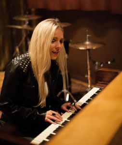 Margie Chadburn at the piano