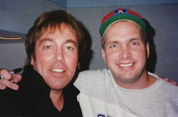 Donny and Garth Brooks in recording studio for "Stonewall Jackson & Super Friends" project (1990s)